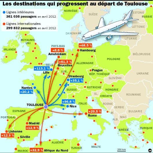peta Toulouse destinasi terbang